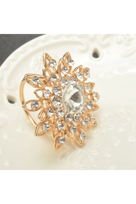 Rhinestone Crystal Scarf Ring Golden Durable Lightweight Shawl Buckle