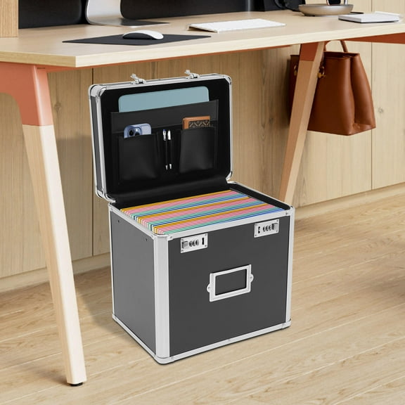 Premium Aluminum Alloy File Organizer Box with Dual Combination Lock, Large Capacity, and Sorted Storage for Home or Office Use