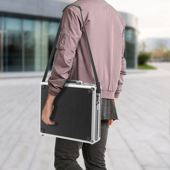 Premium Aluminum Alloy Locking Briefcase with Combination Lock, Sponge Padding, and Tool Lock for Secure Storage of Documents, Laptops & Valuables - Black