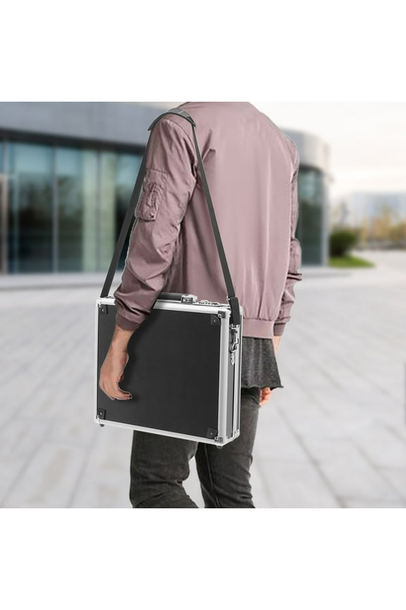 Premium Aluminum Alloy Locking Briefcase with Combination Lock, Sponge Padding, and Tool Lock for Secure Storage of Documents, Laptops & Valuables - Black
