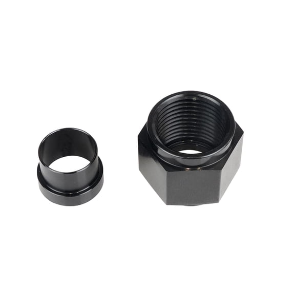 Premium Aluminum Hardline Fitting 10 AN Female Tube Nut and Sleeve for 5/8 inches / 1.59 cm OD Heavy Duty Automotive Tubing Corrosion Resistant Black Finish 1 Set
