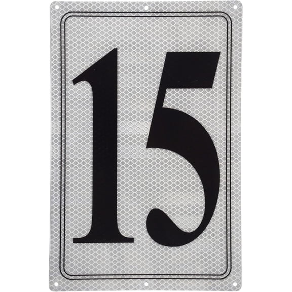 Premium Aluminum Reflective Number Sign 15, 12 x 8 Inch Metal Parking Spot Sign for Office, Floor, Dock, Court, Aisle, Field, Weather Resistant and Waterproof