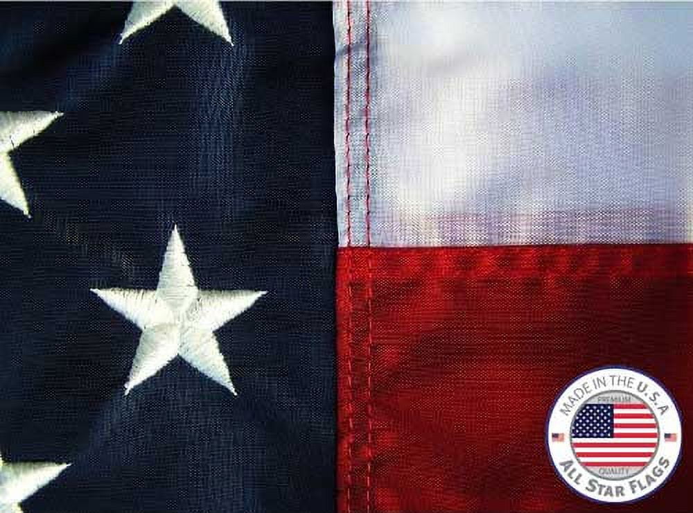 Premium American Flag 12x18' - 100% Made in USA - Durable, Long Lasting, Bright & Vivid Nylon Material - Embroidered Stars, Sewn Stripes with Lock Stitching, Four Rows of Lock Stitching on the Fly End