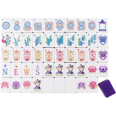 Premium American Mahjong Set for Adults - Standard Size Acrylic Tiles with Arabic Numerals, Unique Jokers & Purple Back - Classic Board Game for Game Night, Parties & Social Gatherings