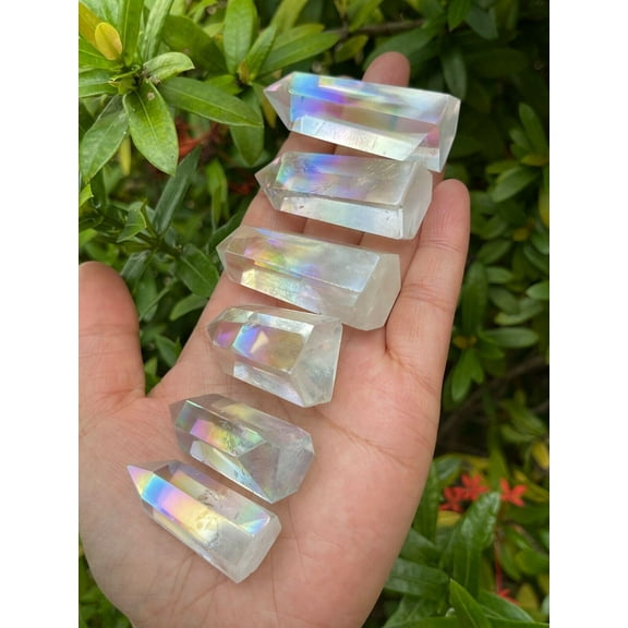Premium Angel Aura Quartz Points, Crystal Plated Angel Aura Obelisk (0.5-1 oz)
