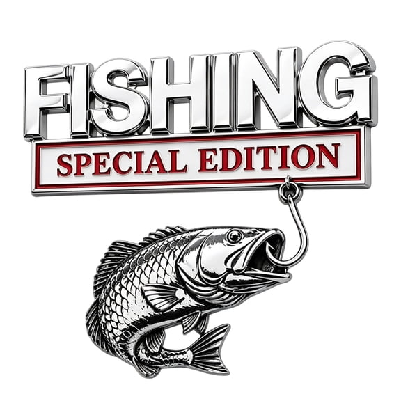 Premium Angler Gift 3D Metal Special Edition Fishing Emblem, Scratch Resistant Chrome Car Badge, Exterior Custom Mod Decal for Truck, SUV and Car Body Styling