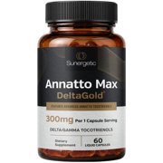Sunergetic Annatto Max Supplement with DeltaGold, Vitamin E Capsules, 300 mg, 60 Count