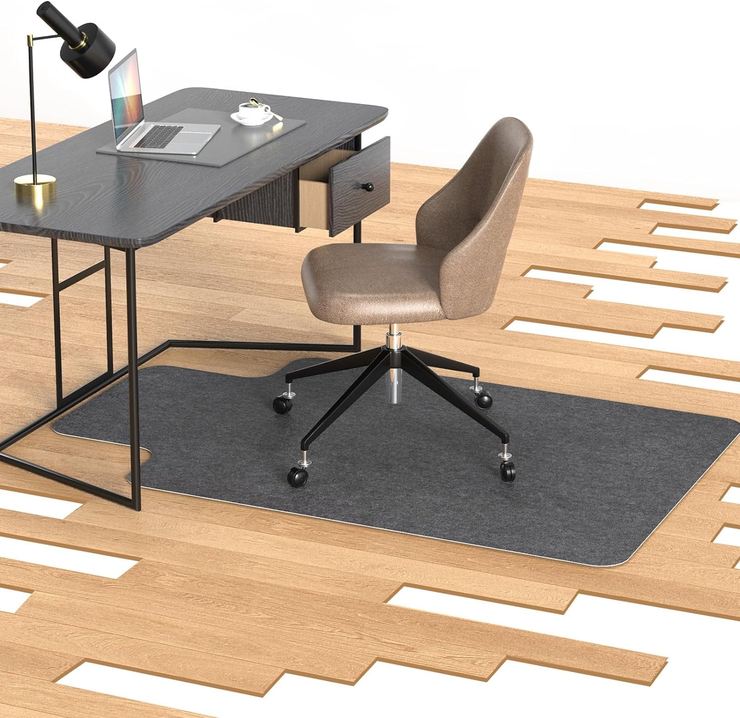 Premium AntiSlip Hardwood Desk Chair Mat, 55"x35", ExtraLarge Low