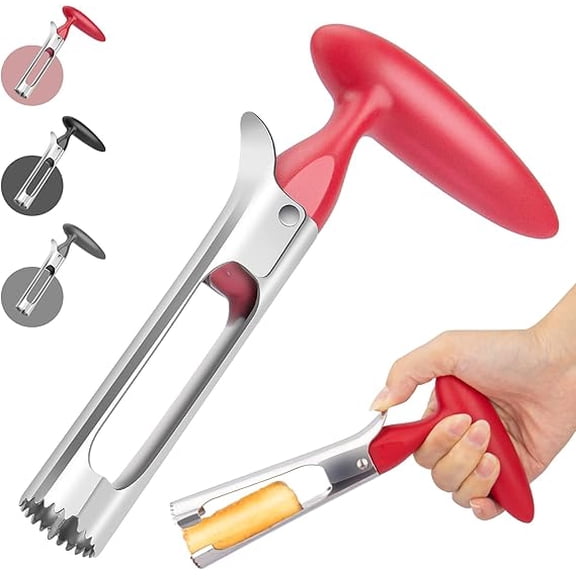 Premium Apple Corer Tool:Easy to Use and Clean- Durable and Sturdy Design Featuring Sharp Serrated Blades - Stainless Steel Corers for Apple and Pear - Core Fruits with Ease(Red)