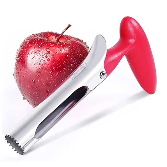 Premium Apple Corer Tool - Easy to Use and Clean - Sturdy Apple Core Remover with Sharp Serrated Blades - Stainless Steel Corers for Apple and Pear - Core Fruits with Ease, Red