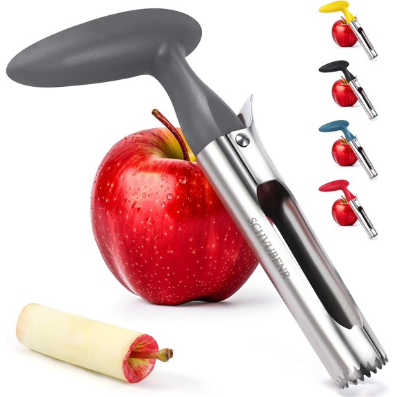 Premium Apple Corer Tool - Easy to Use and Clean - Sturdy Apple Remover with Sharp Serrated Tips - Stainless Steel Corers for Apple and Pear - Core Fruits with Ease(Silver)