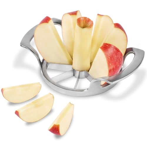 Premium Apple Slicer with Frosted Handle,Upgraded 8-Blades Sharp Stainless Steel Fruit Cutter- Zinc Alloy Case - Effortlessly Slice and Core Apples - Kitchen Essential