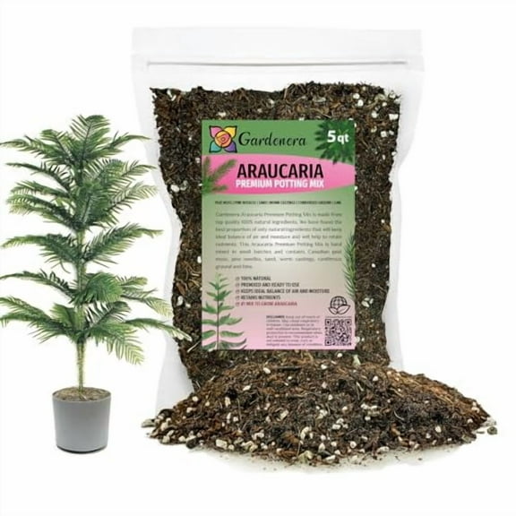 GARDENERA Premium Araucaria Potting Soil Mix - Perfect Balance of Nutrients, Drainage, and Aeration for Healthy Araucaria Trees - 5 Quart