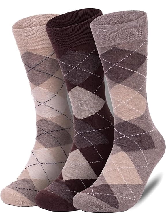 Premium Argyle Dress Socks for Men, Classic and Fun Cotton Socks, 3 Pair Set with Gift Box - Argyle Socks