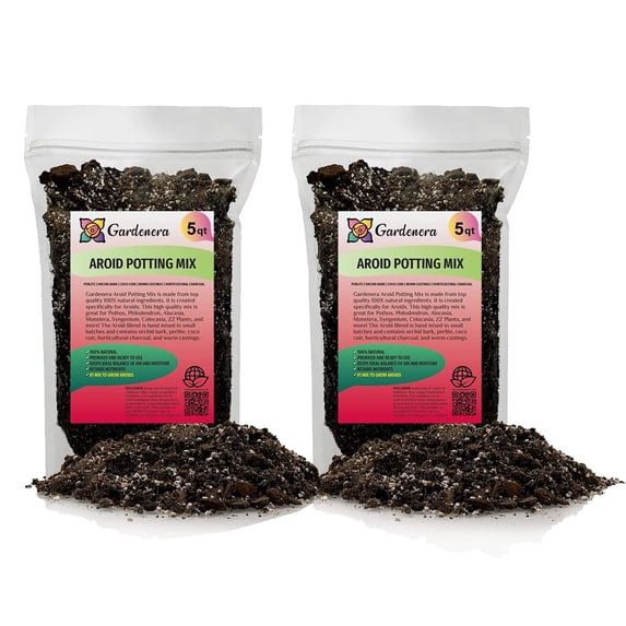 Premium Aroid Potting Mix - 10 Quart - Soil Free Blend for Aroids - Growing Medium for House Plants by Gardenera Labs - (2 Bags of 5 Quart)