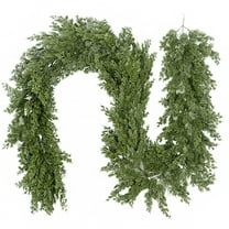 Premium Artificial Cedar Garland 6.6  Feet Greenery for Holiday Decor, Indoor and Outdoor Use, Realistic Design