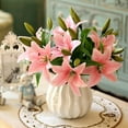 thumbnail image 1 of Premium Artificial Lilies - Realistic Plastic Flowers for Home Decor, 14.1" White/Yellow/Pink, Fade-Resistant & Waterproof Simulation Flowers, 1 of 6