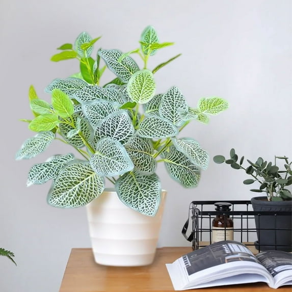 Premium Artificial Potted Plant Plastic Greenery for Home Decor - Realistic Fake Plant in Green Pot, Low Maintenance Indoor Outdoor Decoration for Table Desk Living Room Office, Durable & Lifelike