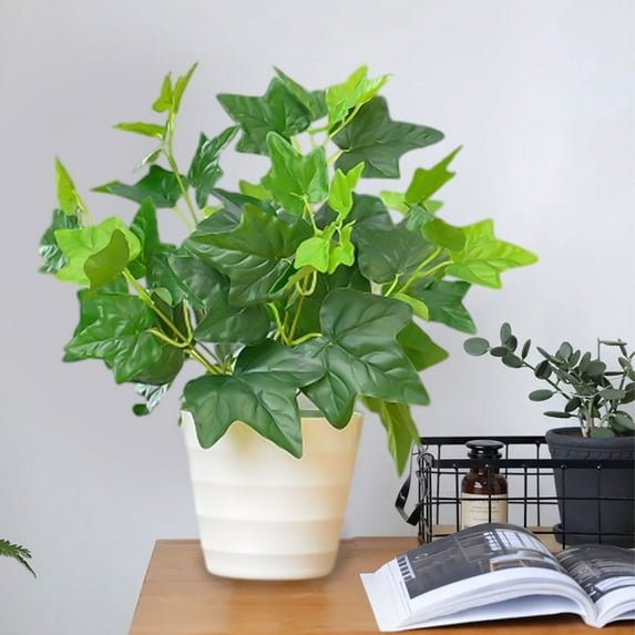 Premium Artificial Potted Plant Plastic Greenery for Home Decor - Realistic Fake Plant in Green Pot, Low Maintenance Indoor Outdoor Decoration for Table Desk Living Room Office, Durable & Lifelike