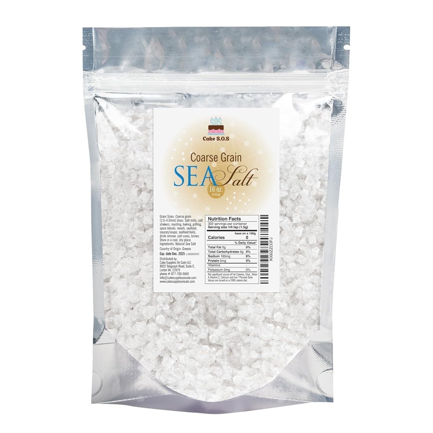 Premium Atlantic Sea Salt, Coarse Grain 1 lb.
