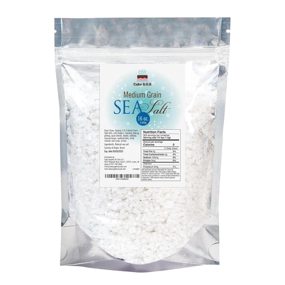 Cake S.O.S Atlantic Sea Salt, Medium Grain, 1 lb