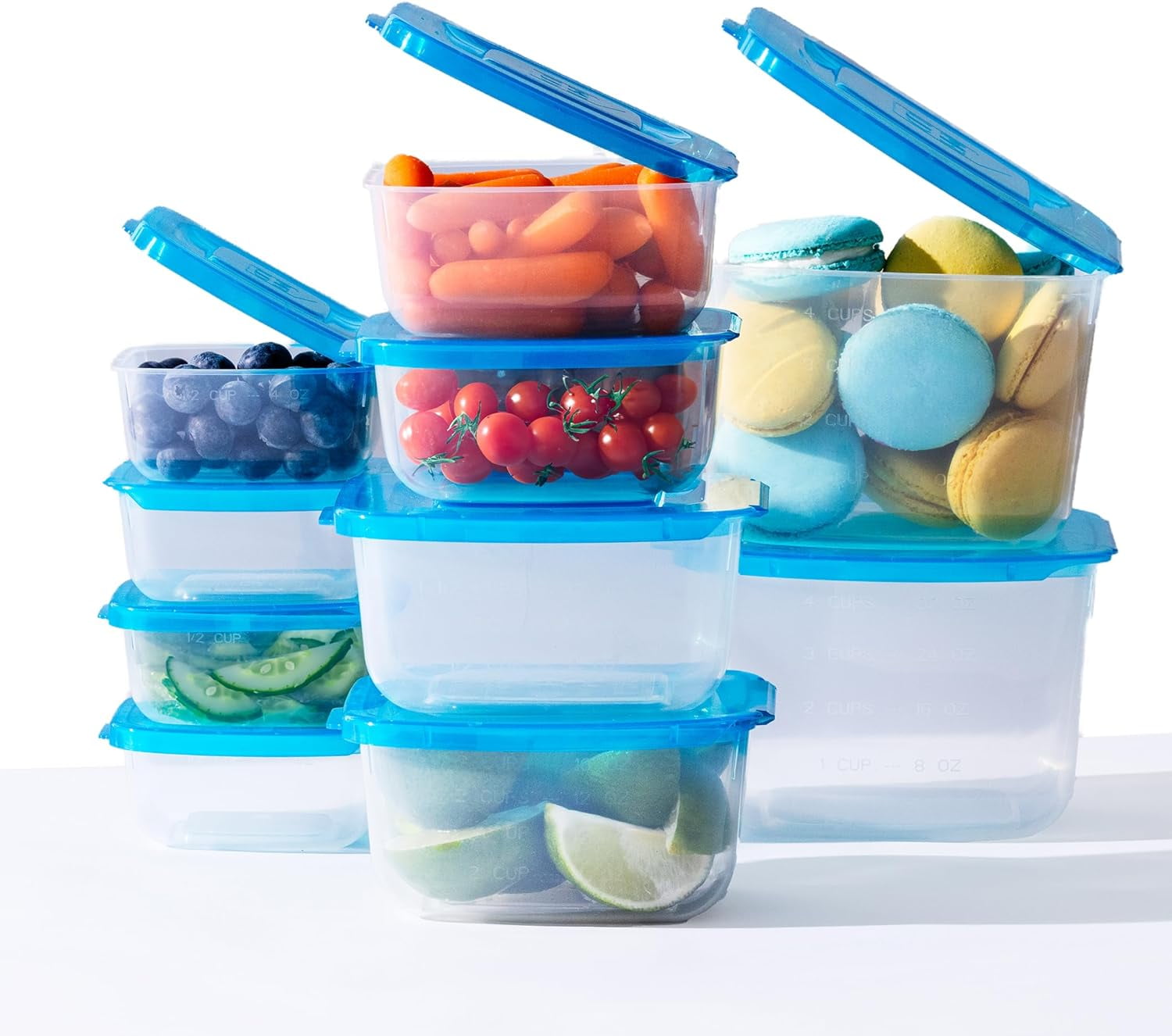 Premium Attached Storage Containers Permanently Attached Plastic Lid, Never Lose Space