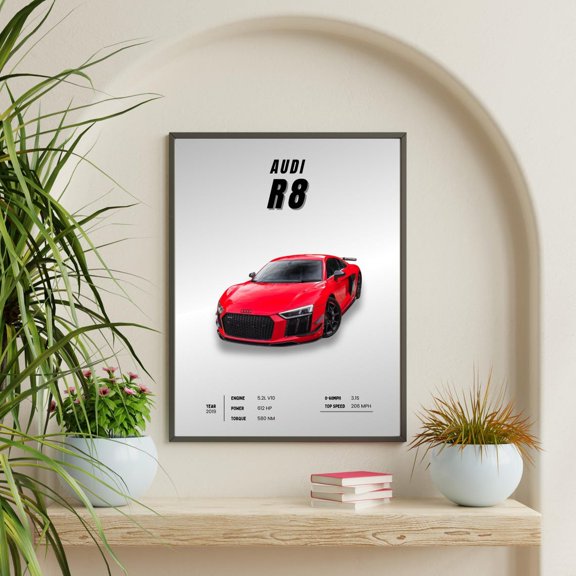 Premium Audi R8 Wall Art, Add Classy Car Charm to Any Room, Perfect for Car Lovers, Gift for Him, Poster Only