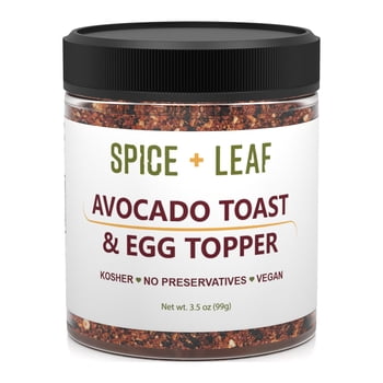 Premium Avocado Toast & Breakfast Topper by SPICE + LEAF - Vegan Pesticide Free Spice Blend Used&nbsp;to Give Avocado, Eggs, Salad and Fish a Pop of Flavor, 3.5 oz.