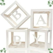 Jumbo Baby Shower Balloon Box Decoration Kit for Boy or Girl with BABY Letters, Transparent Boxes