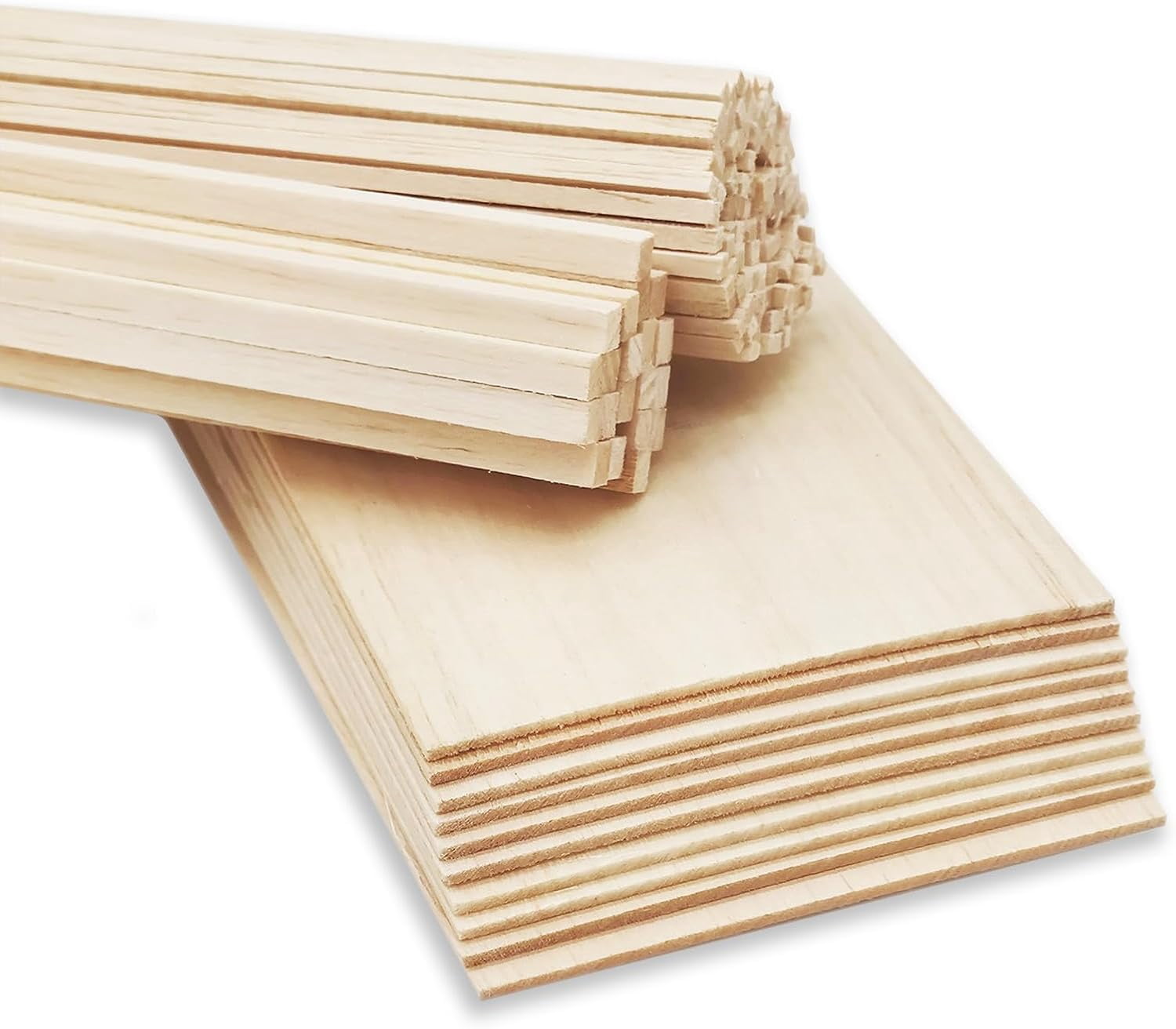 Premium Balsa Wood Craft Kit - 10 Unfinished Sheets (4x6in, 5mm) + 140 ...