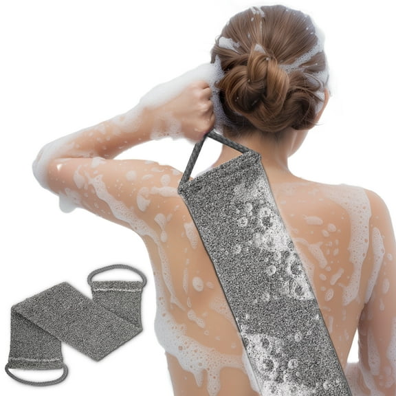 Premium Bamboo Fiber Exfoliating Body Scrubber Towel Deep Clean & Gentle Exfoliation for Smooth Skin-Grey