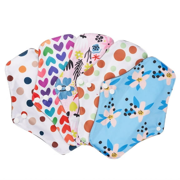 Premium Bamboo Fleece Reusable Menstrual Pads - Washable Cloth Pads- Highly Absorbent Cloth Panty Liner Pads for Teens & Women,Incontinence Pads - Pack of 5 (M)