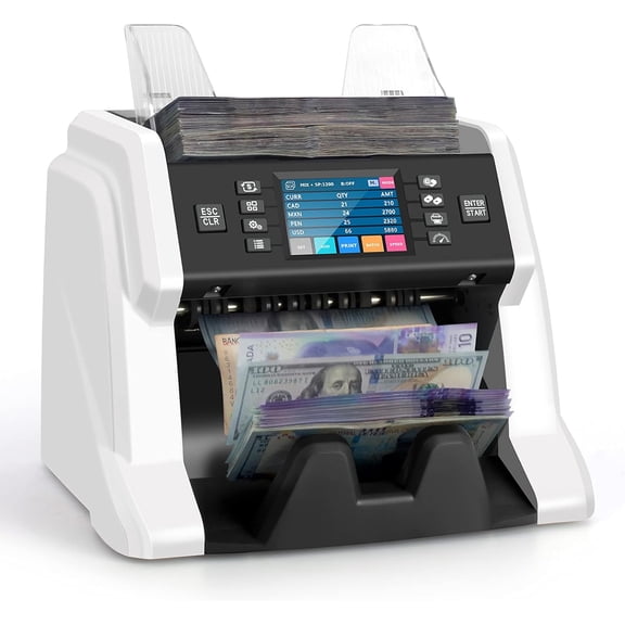 Premium Bank Grade Mixed Denomination Bill Counter, Multi-Currency Value Counting Machine with Serial Number Recording