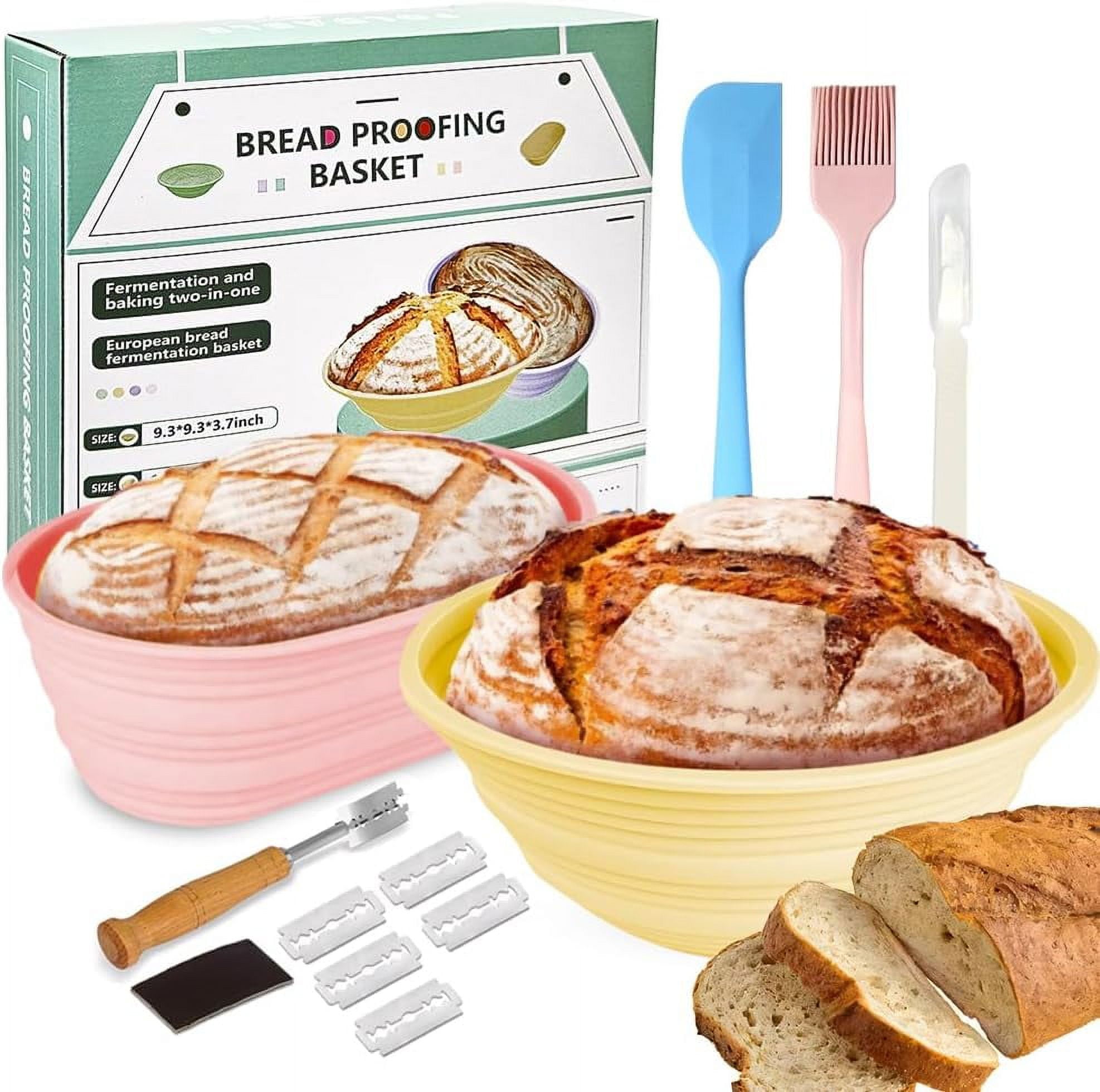 10-Piece Food Grade Silicone Bread Proofing Basket Set