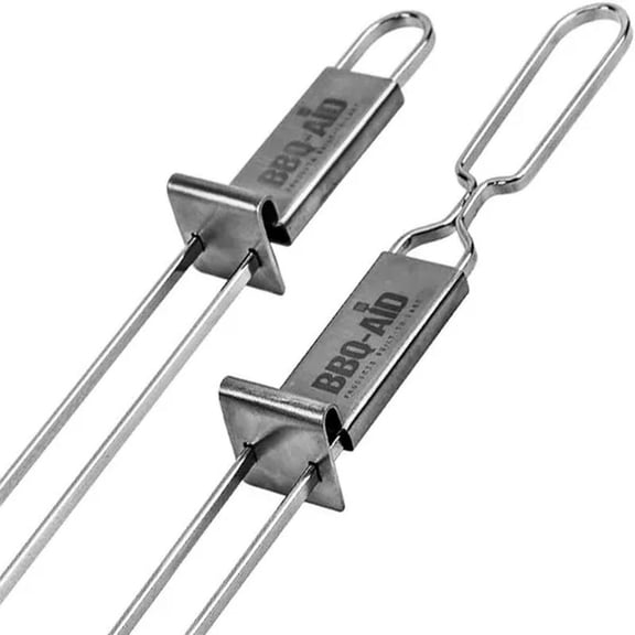 Premium Barbecue Double Pronged Stainless Steel Skewers for Grilling - Quick Release Kebab Sticks