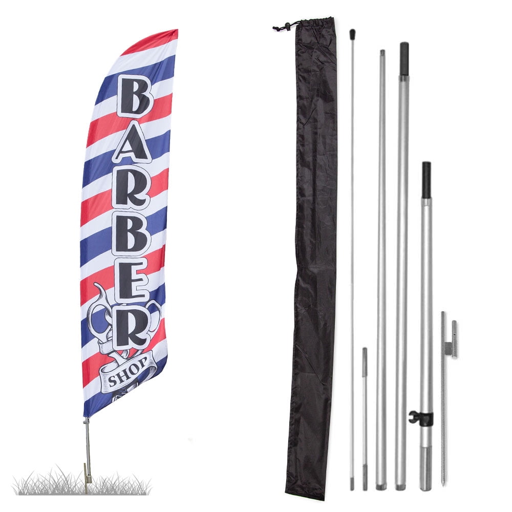 Premium Barber Shop Feather Flag Kit - Includes 13ft Sectional Aviation ...