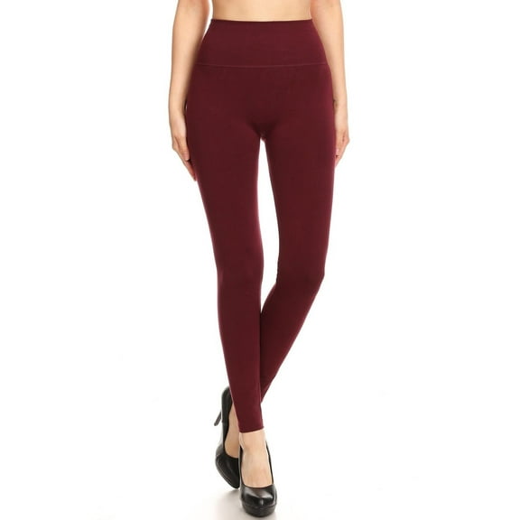 Premium Basic High Waisted Leggings Burgundy L/XL