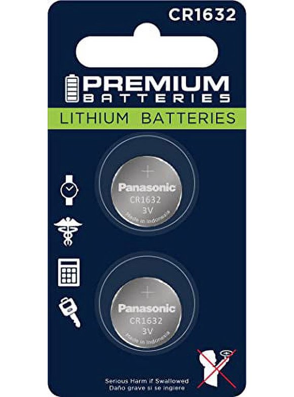 Premium Batteries CR1632 Battery Lithium 3V Coin Cell Child-Safe (2 Pack)