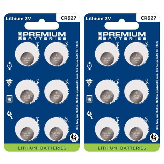 Premium Batteries CR927 3V Child Safe Lithium Coin Cell (12 Count)