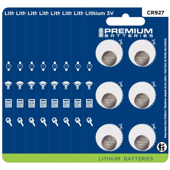 Premium Batteries CR927 3V Child Safe Lithium Coin Cell (48 Count)