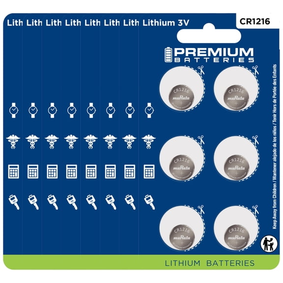 Premium Batteries Murata CR1216 3V Child Safe Lithium Coin Cell (48 Count)