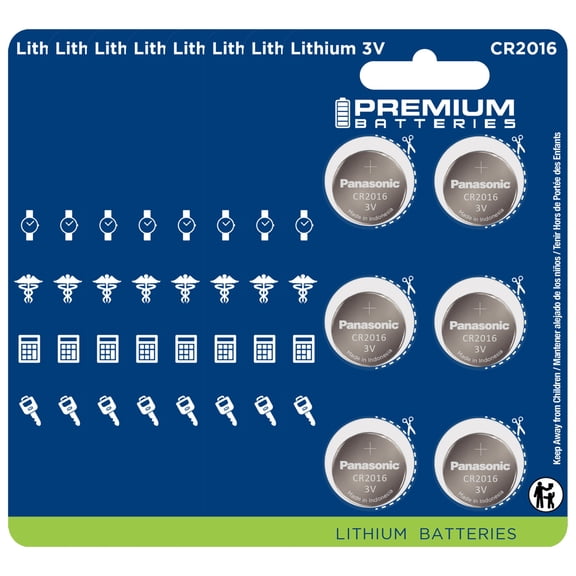 Premium Batteries Panasonic CR2016 3V Child-Safe Lithium Coin Cell (48 Count)