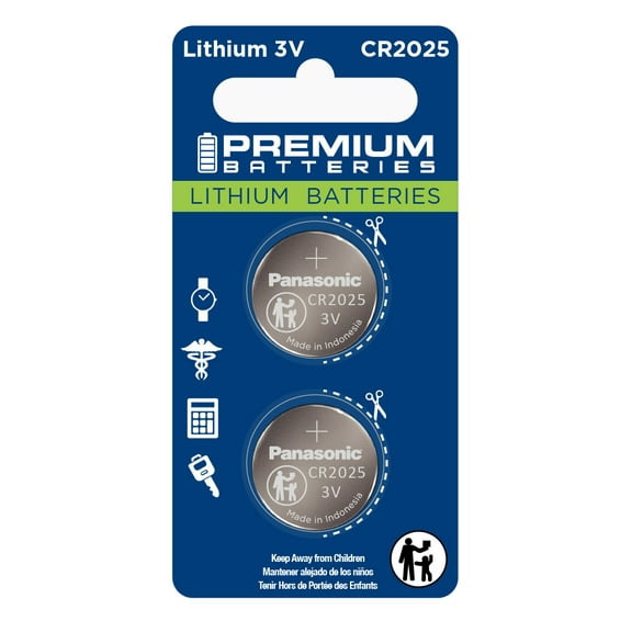 Premium Batteries Panasonic CR2025 3V Child Safe Lithium Coin Cell (2 Count)