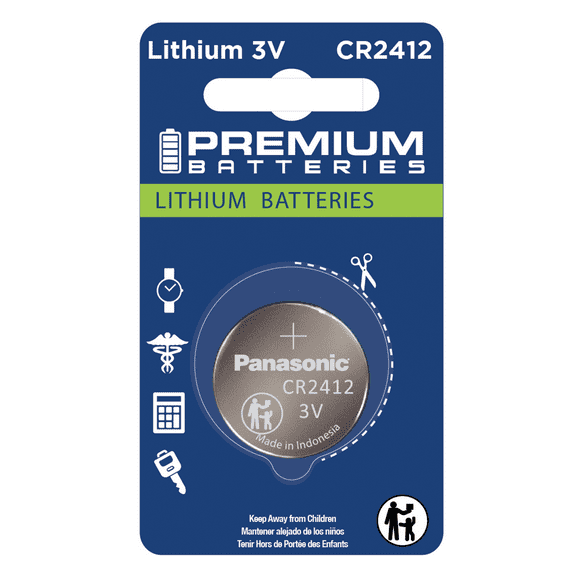 Premium Batteries Panasonic CR2412 3V Child Safe Lithium Coin Cell (1 Count)