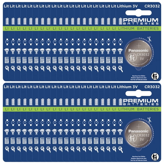 Premium Batteries Panasonic CR3032 3V Child Safe Lithium Coin Cell (48 Count)