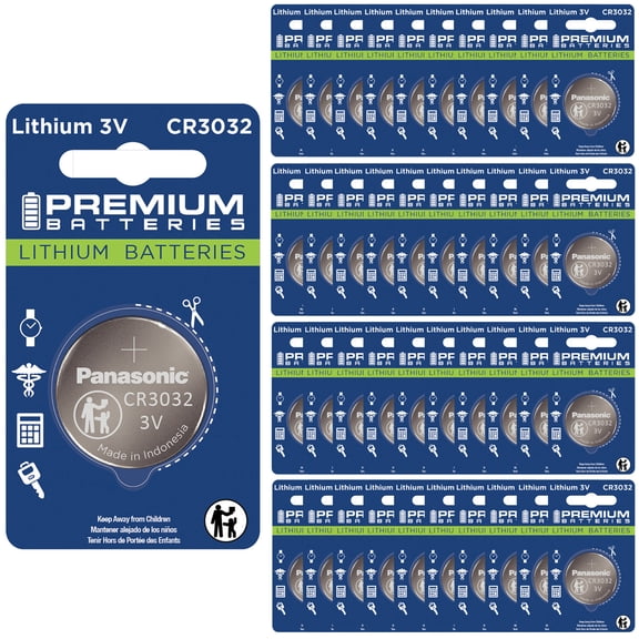 Premium Batteries Panasonic CR3032 3V Child Safe Lithium Coin Cell (96 Count)