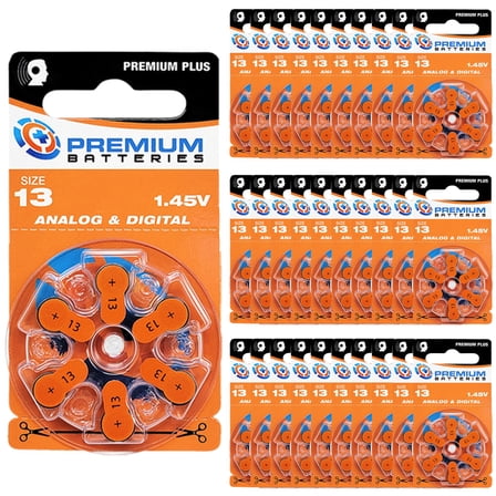 Premium Batteries Premium Plus Size 13 PR48 1.45V Zinc Air Hearing Aid Batteries (180 Pack)
