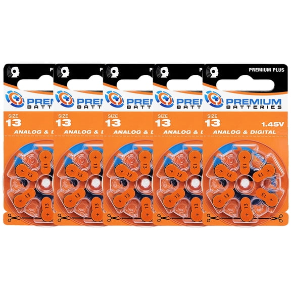 Premium Batteries Premium Plus Size 13 PR48 1.45V Zinc Air Hearing Aid Batteries (30 Pack)