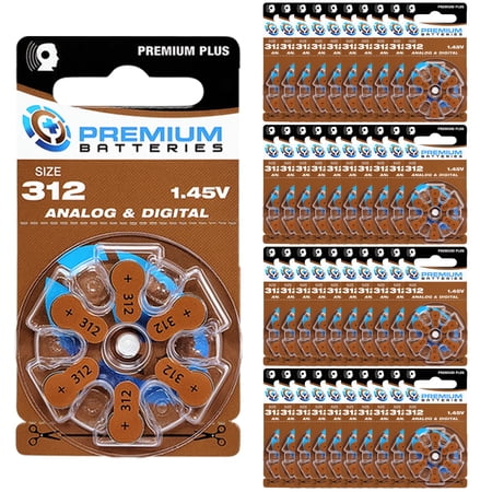 Premium Batteries Premium Plus Size 312 PR41 1.45V Zinc Air Hearing Aid Batteries (240 Pack)