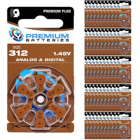 Premium Batteries Premium Plus Size 312 1.45V Zinc Air Hearing Aid Batteries (300 Pack)